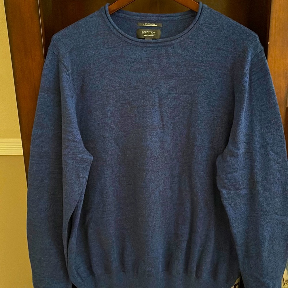 Nordstrom Mens Shop Navy/Black cotton cashmere XL crew neck sweater